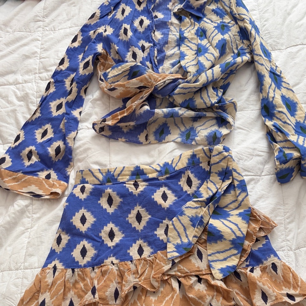 Zara two piece outfit mini skirt and blouse XS